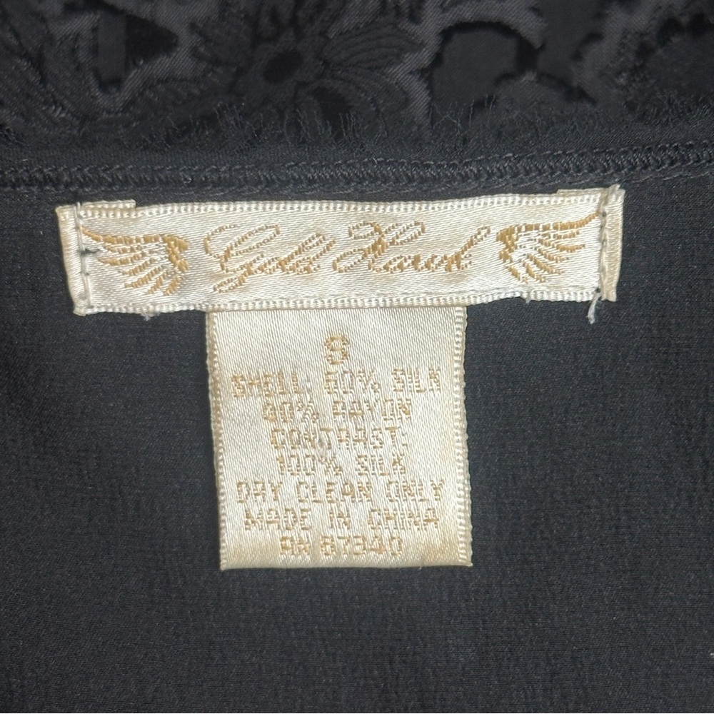 Gold Hawk Black Floral Silk Blend Mini Dress Size Small - Picture 4 of 8